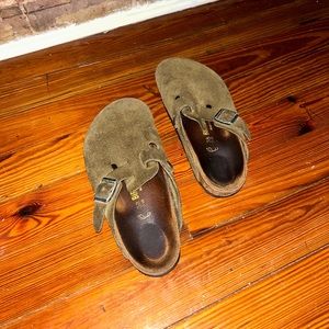 USED Birkenstock 38 Boston Soft Footbed Suede Leather Forest